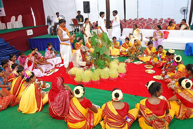 Adivasis celebrate Sarhul